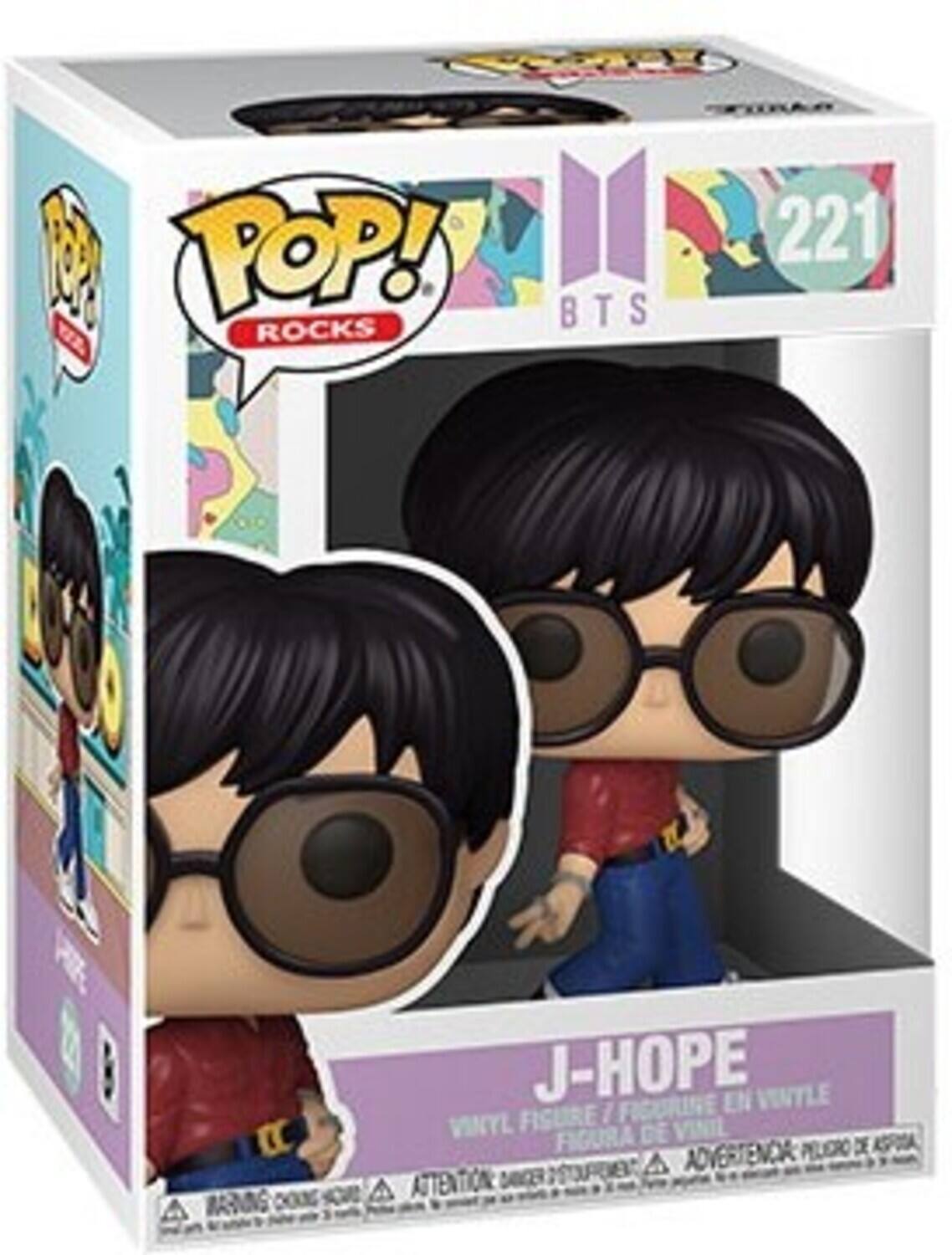 POP! ROCKS I BTS  T 221 |  BARNNG J-HOPE EN VINTLE FISURE 1 FICURINE VINYL DE VINIL FIGURA PELERO DE ASFA M A ADVERTENDA A ATTENTIOA TION FOIS