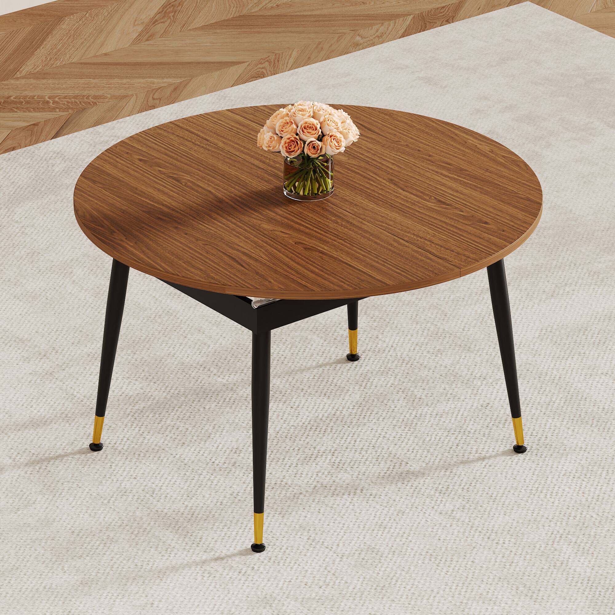 Alt View 1. Loheer - Loheer- Walnut Oval Extendable Dining Table 6.56x3.93x2.42 ft Modern Expandable Kitchen Table Seats Ten with Metal Legs - Black,Walnut.