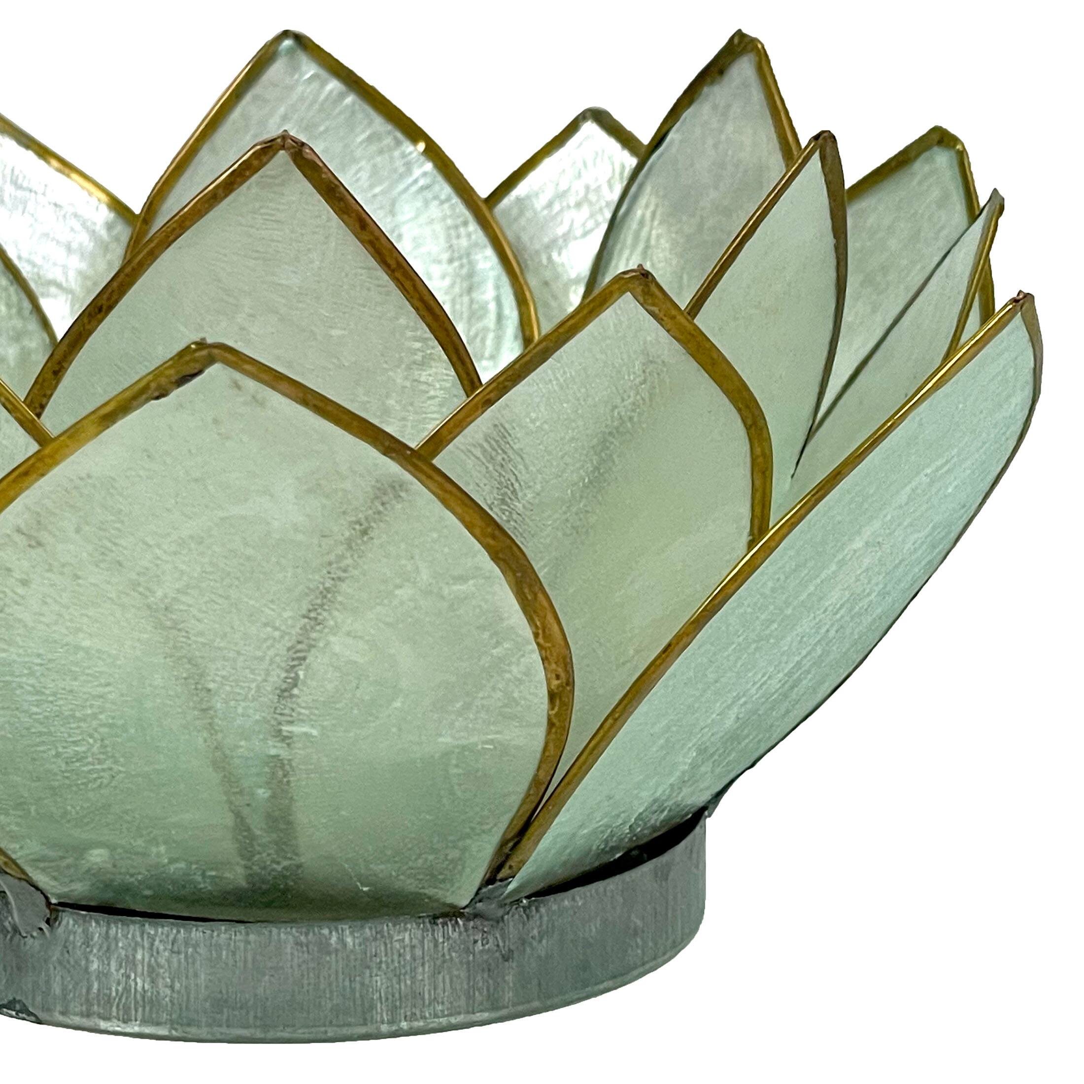 Alt View 7. Contrast Inc. - Seafoam Green Capiz Shell Blooming Lotus Flower Blossom Tealight Candle Holder - Green.