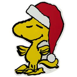 Northlight - Peanuts Woodstock in Santa Hat Christmas Window Cling Decoration - 7" - Yellow