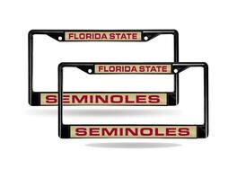 Rico Industries - Florida State Seminoles Black Metal (Set of 2) Laser Cut License Plate Frames - Multi