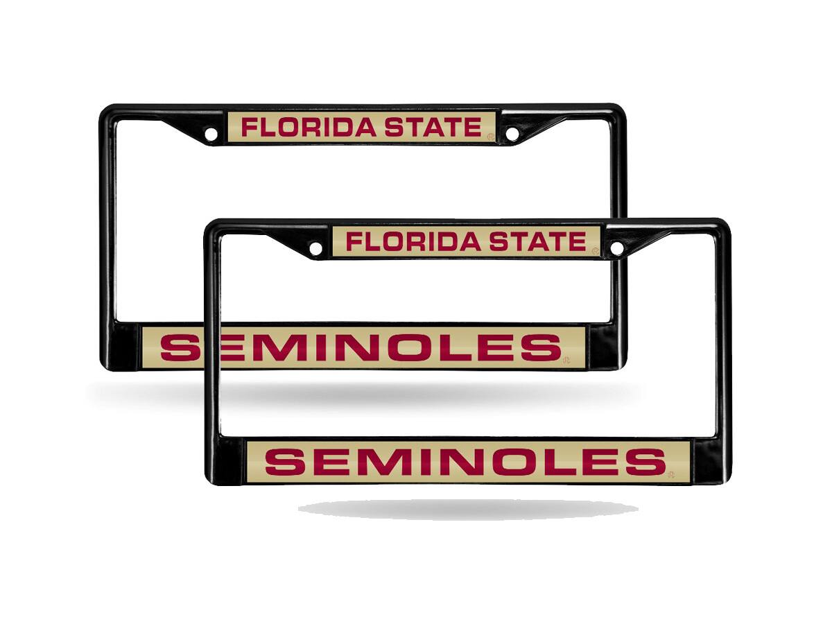 Florida State Seminoles Black Metal (Set of 2) Laser Cut License Plate Frames