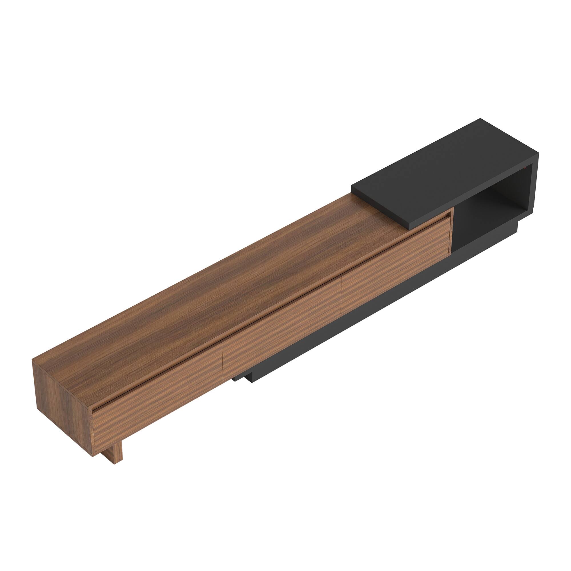 Alt View 8. luck idea - 78.74"–102.3" Extendable TV Stand with 3 Drawers, Textured Front Design & Modern Media Console for Living Room - Gray.