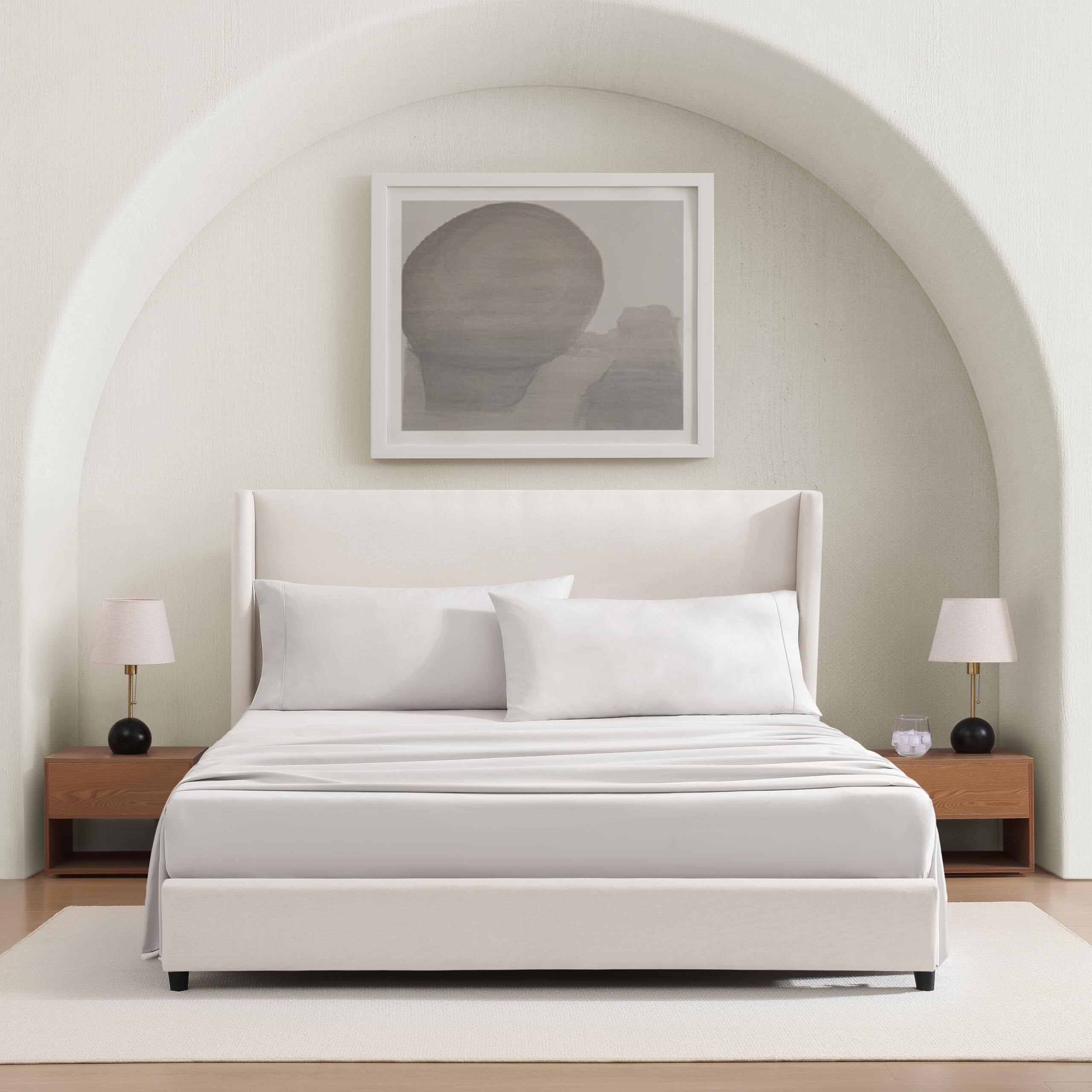 Alt View 2. Skar Audio - Cali King Sheet Set 4-piece Luxury Sheets Deep Pockets Bedding With 2 Shams Machine Washable Soft Lightweig... - Gray California King.