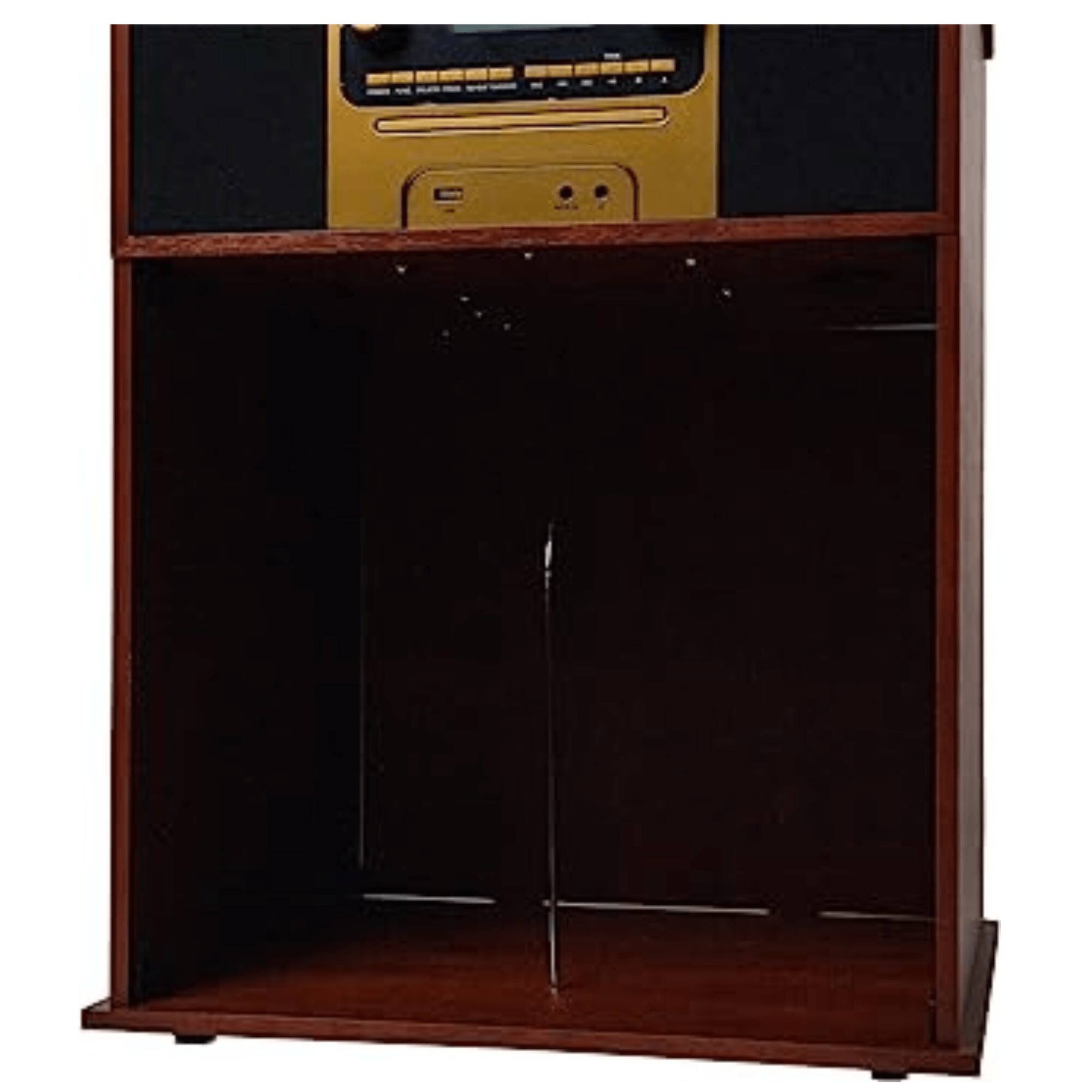 Alt View 2. Victor Audio - Boyleston 7-in-1 3-Speed Turntable Music Center w Album Storage and USB Port - Mahogany.