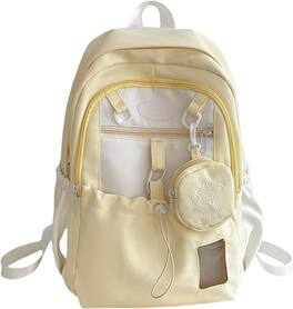 Acteck - Kawaii Backpack Aesthetic Backpacks Double Shoulder Bag Large Capacity Fits 16" Laptop - Yellow