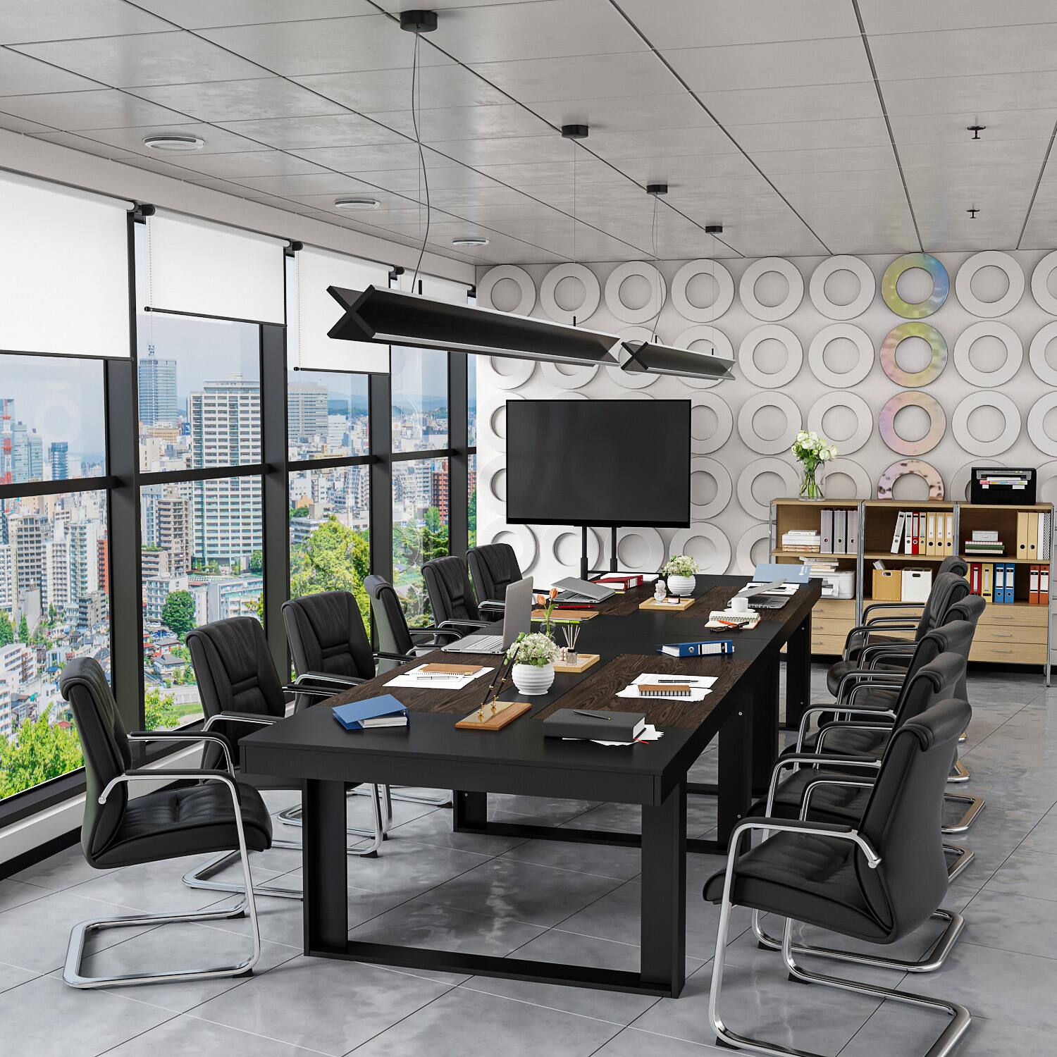 Alt View 9. FUFU & GAGA - FUFU&GAGA Ergonomic Office Work Table - Team Meeting, Project Collaboration & Productivity Desk - Black.