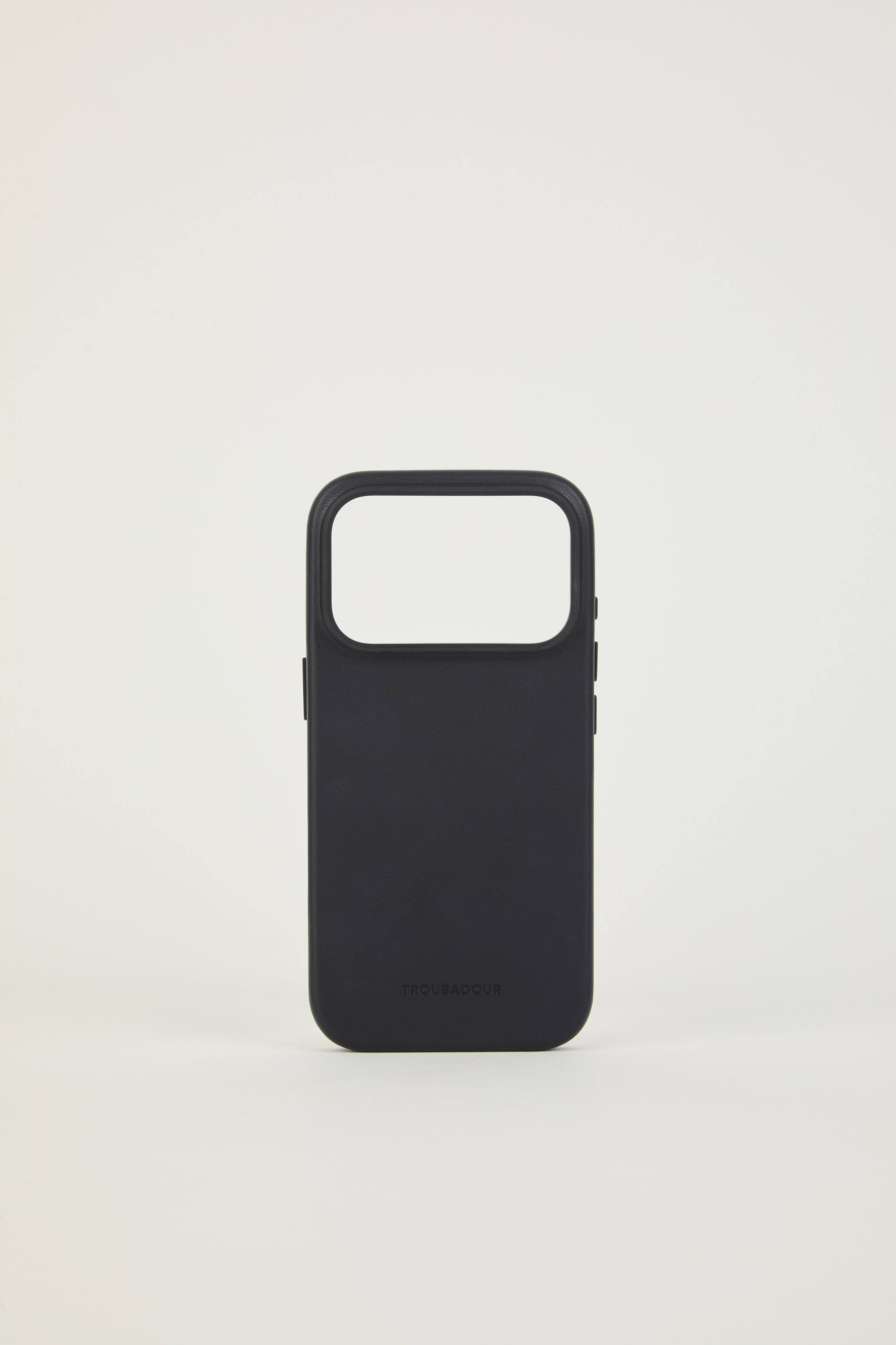 Angle. Troubadour - iPhone 18 Pro Leather Case - Black.