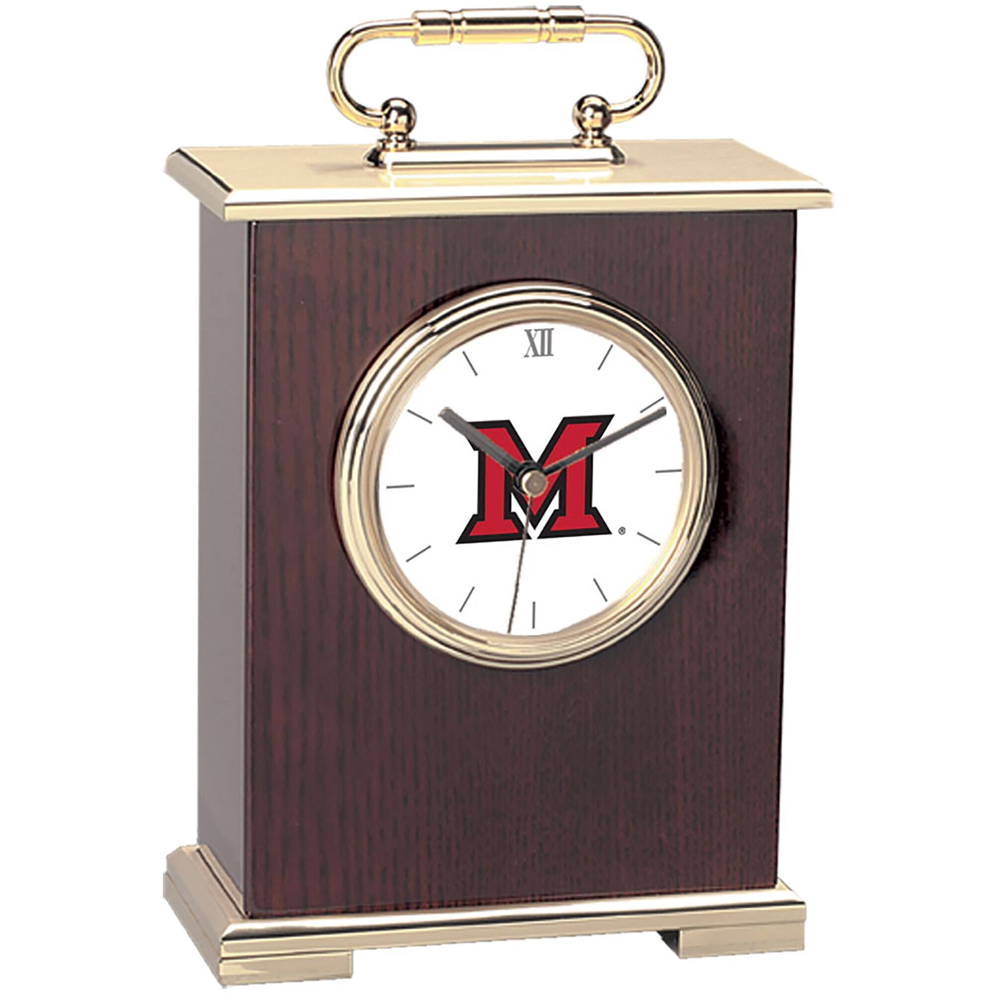 Front. Jardine - Gold Miami University RedHawks Carriage Clock - Gold.
