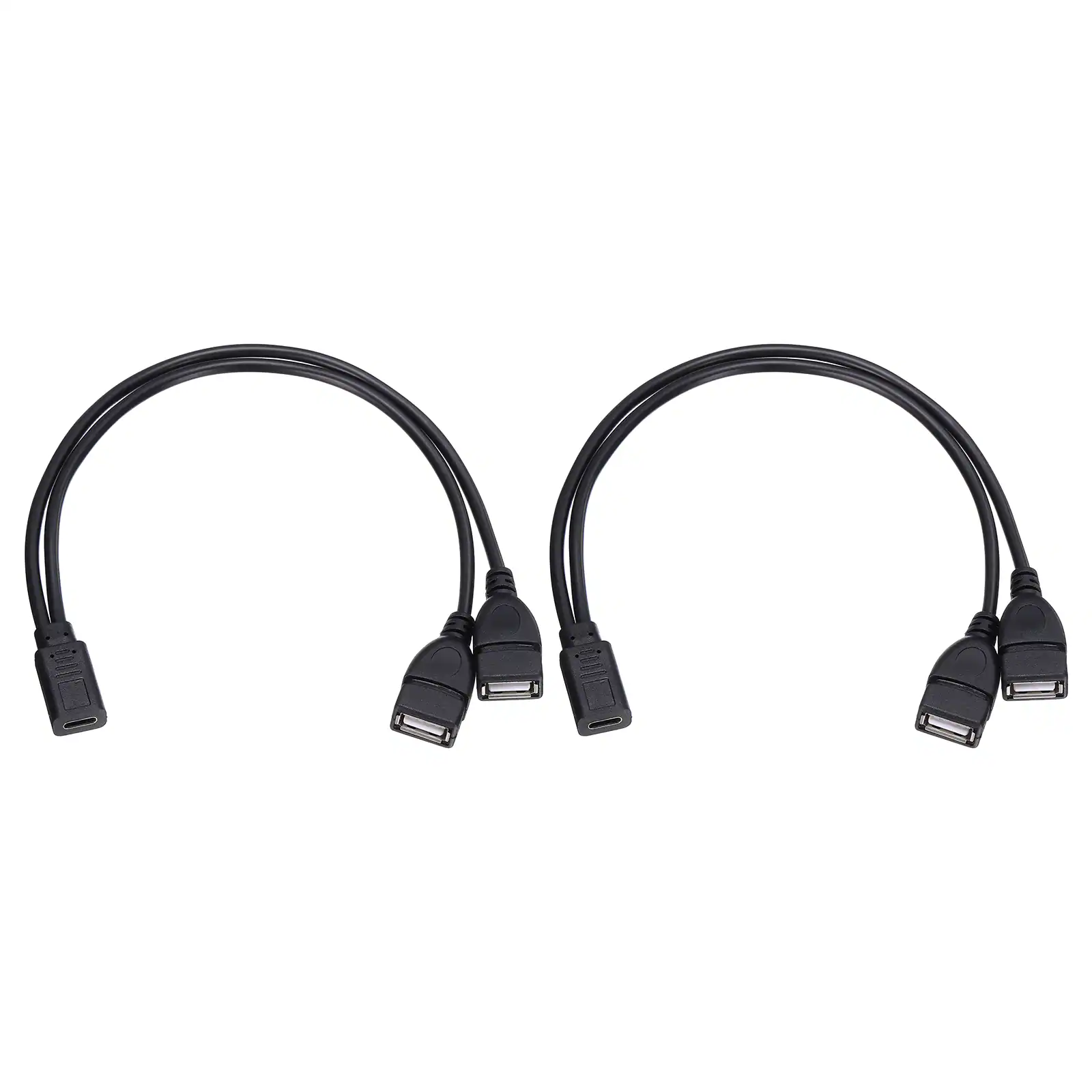 Front. Unique Bargains - 2pcs Type C 2-in-1 Splitter Charging Cable Cord 11.8" for Multiple Ports - Black.