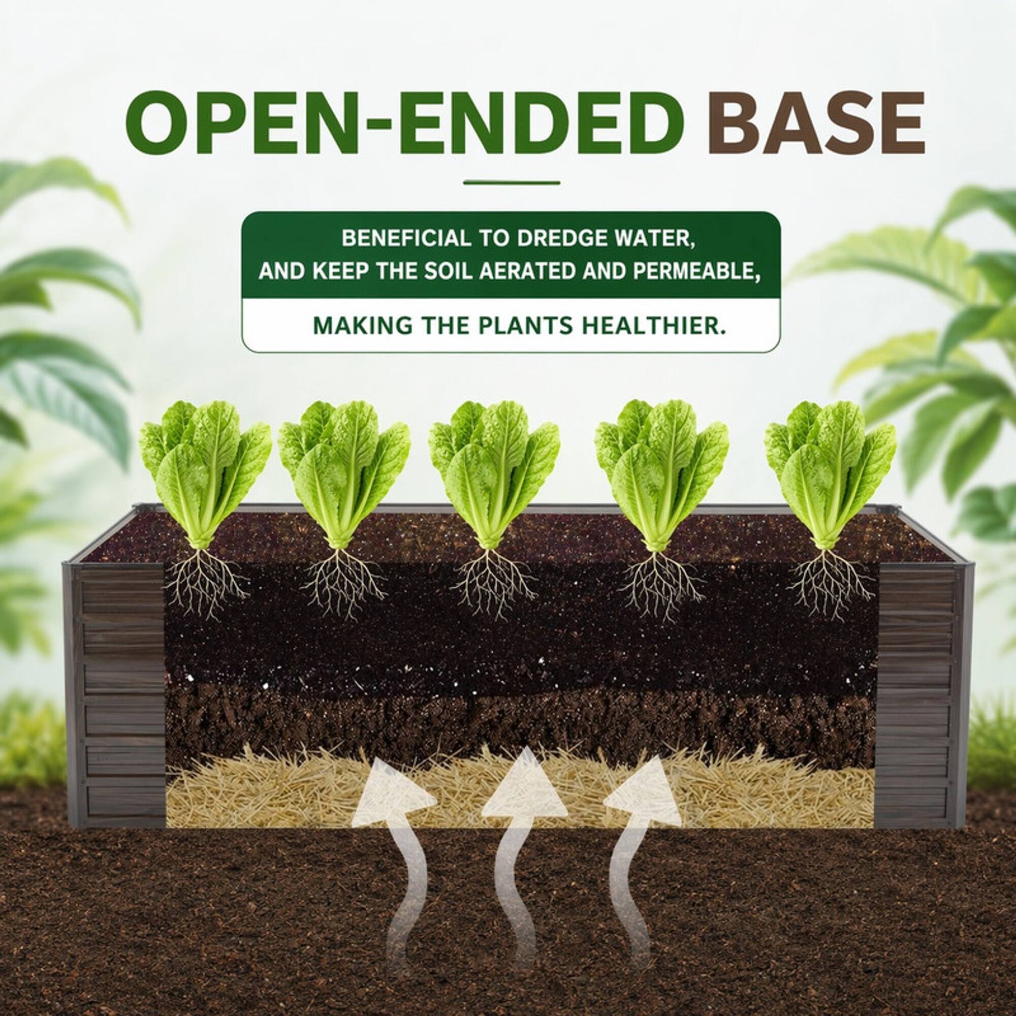 OPEN-ENDED BASE

BENEFICIAL TO DREDGE WATER, AND KEEP THE SOIL AERATED AND PERMEABLE, MAKING THE PLANTS HEALTHIER.