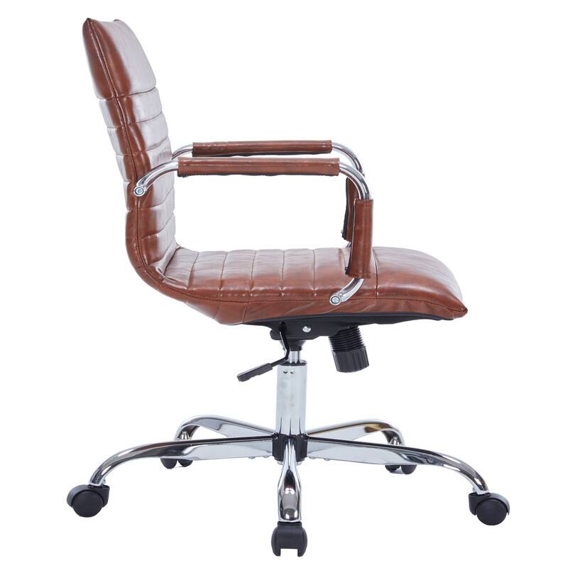 Alt View 5. LeisureMod - Harris Mid-Back Leather Office Chair Adjustable Height Tilt Computer Task Chair with 360-Degree Swivel - Dark Brown.