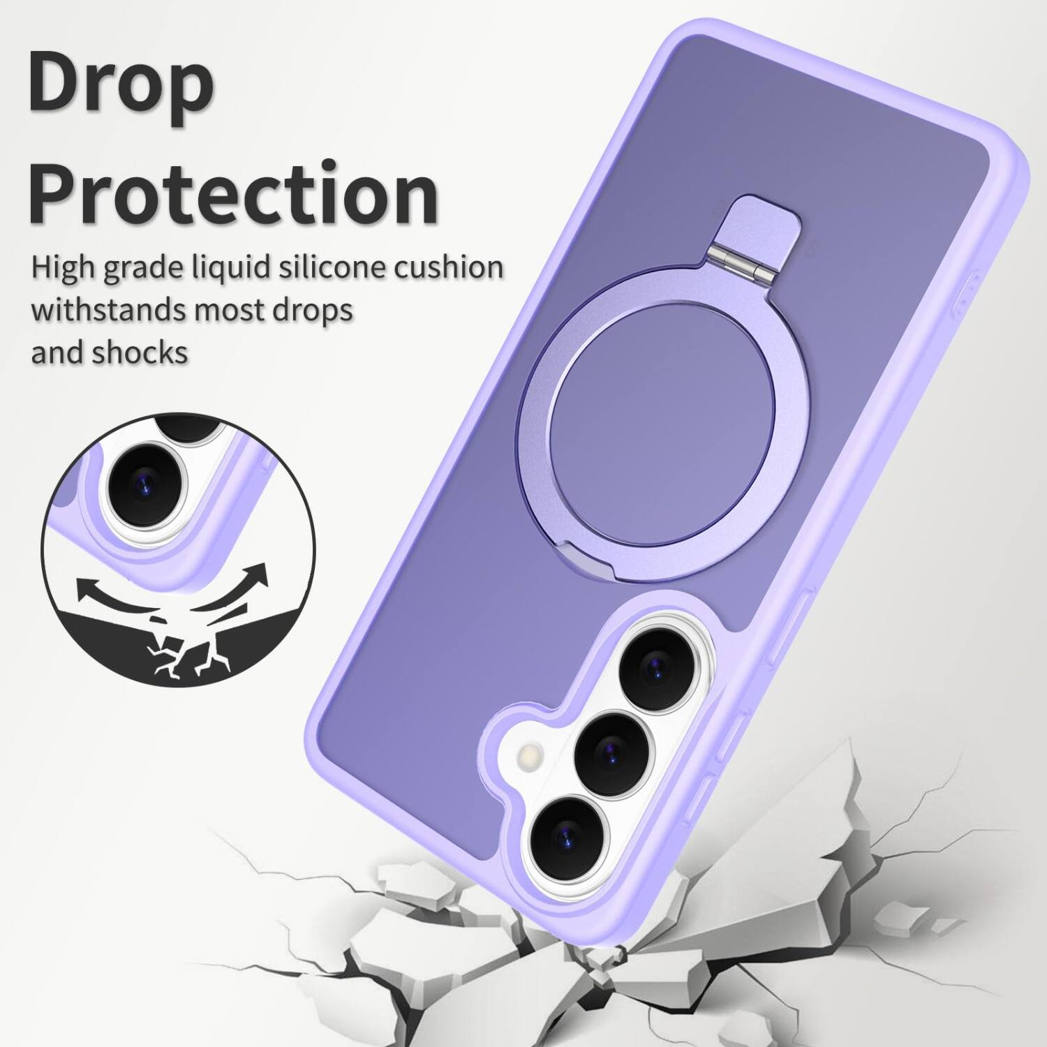 Drop Protection  
High grade liquid silicone cushion withstands most drops and shocks