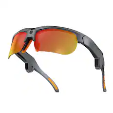 Front. Loheer - Loheer AI Smart Glasses with 13MP Camera, 4GB Memory, Translation, Bluetooth Calls, Orange Lens - Black frame with orange lenses.