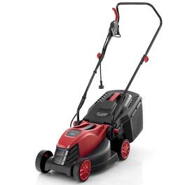 SKONYON - Corded Electric Lawn Mower with Adjustable Cutting Height 13.5 Inch Deck and Large Collection Box - Red