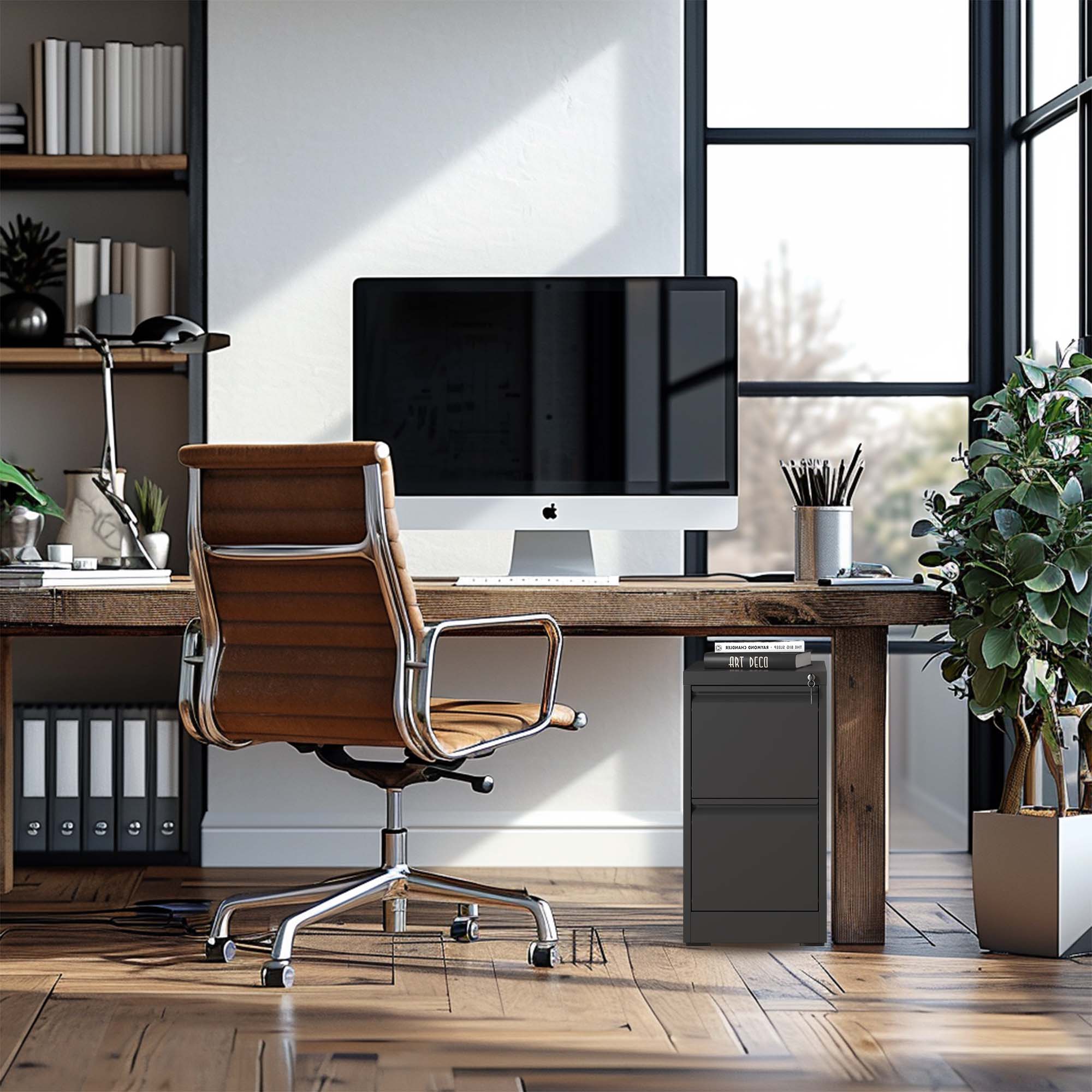 Alt View 1. Boyel Living - 2-Drawer Vertical Metal File Cabinet with Lock for Letter/Legal/A4 Files - Black.