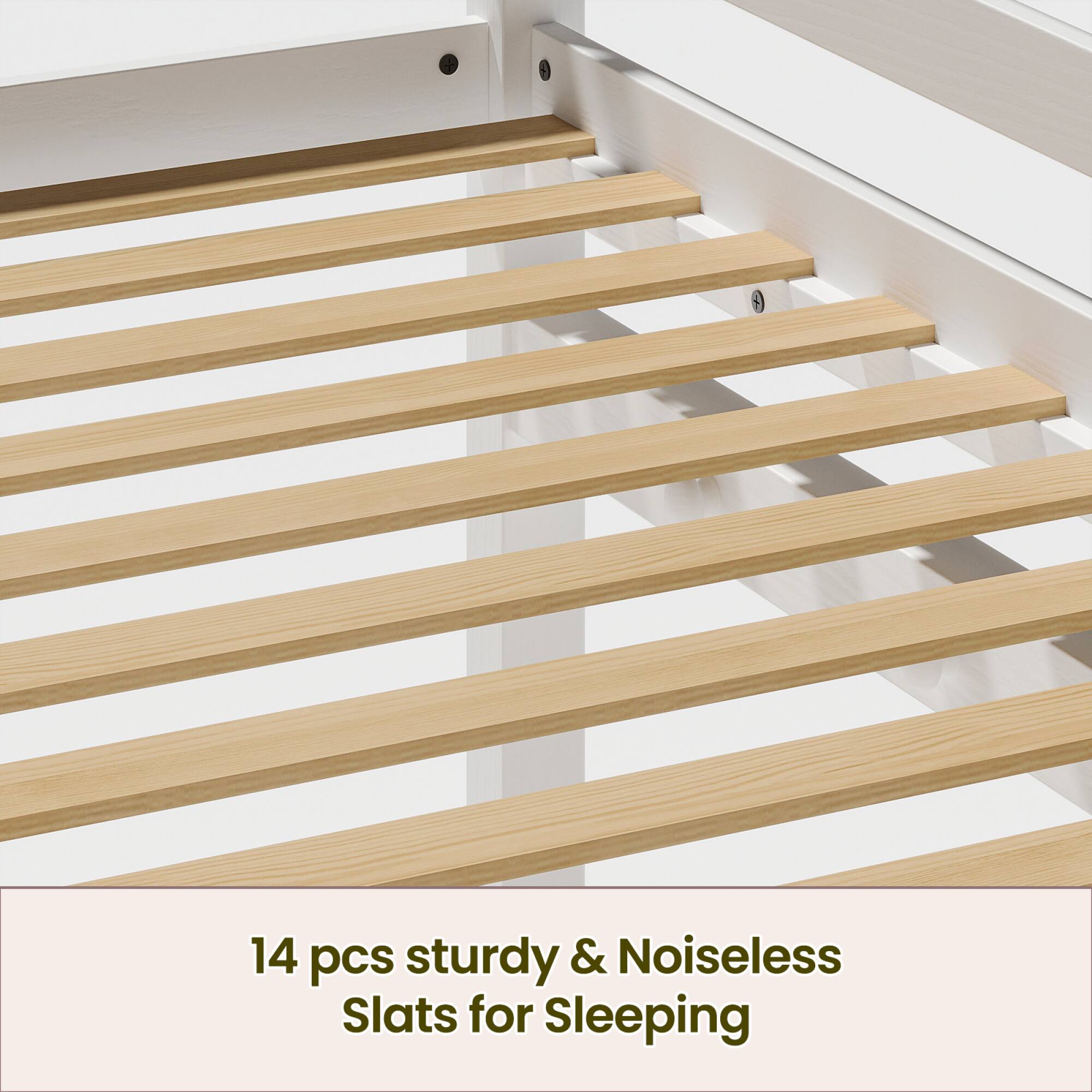 14 pcs sturdy & Noiseless Slats for Sleeping