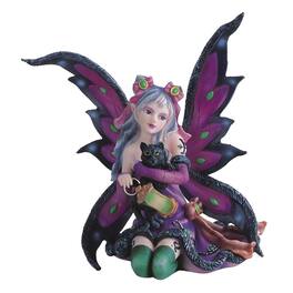 FC Design - 6"H Fairy with Cat Figurine Statue Office Desk Tabletop Home Decor Gift - Multi-Color