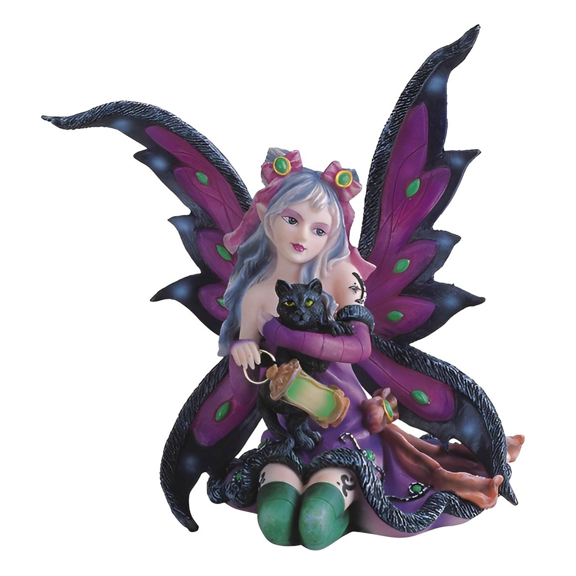 Front. FC Design - FC Design 6"H Fairy with Cat Figurine Statue Office Desk Tabletop Home Decor Gift - Multi-Color.