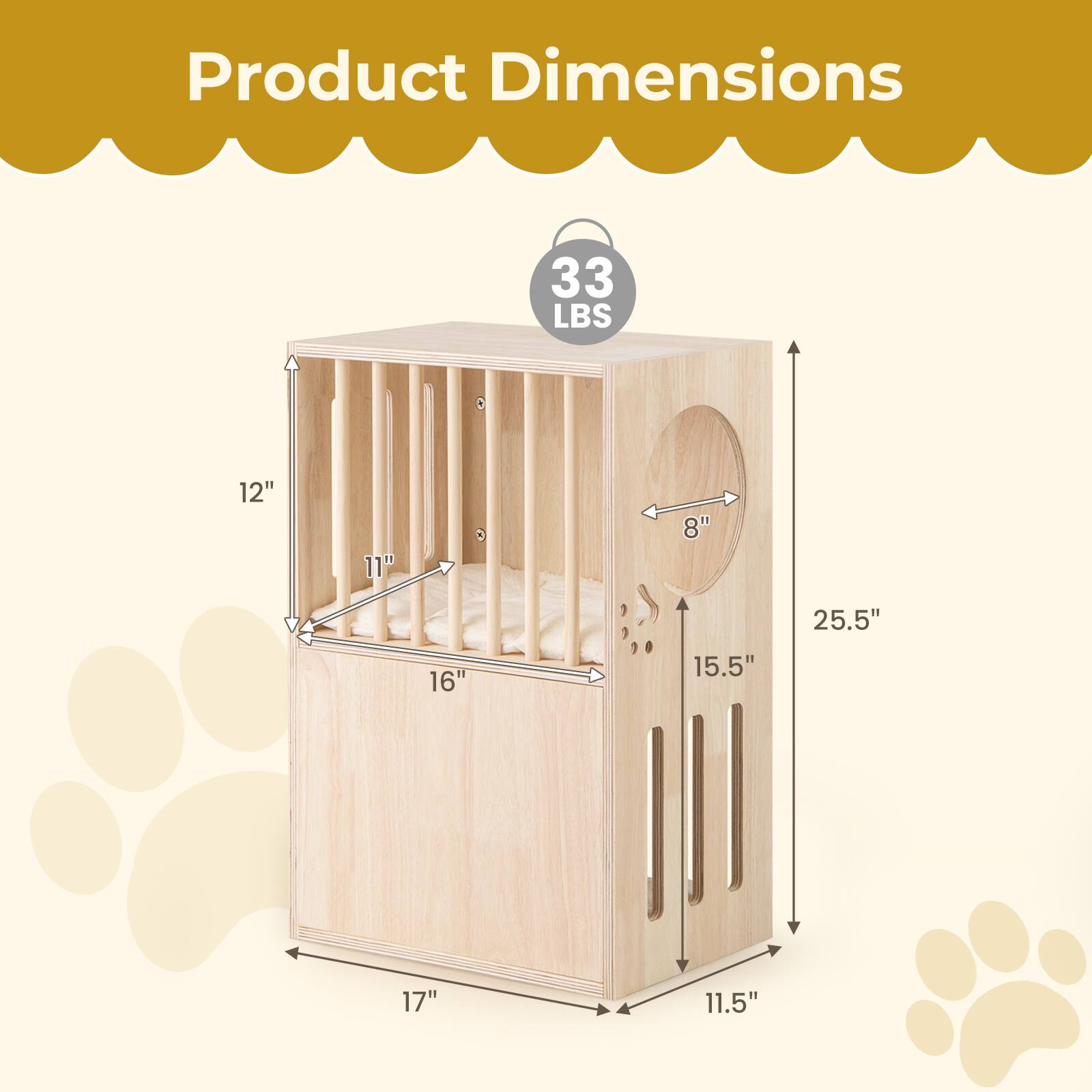 Product Dimensions:  
33 LBS  
12" x 11" x 8" x 25.5" x 16" x 15.5" x 17" x 11.5"