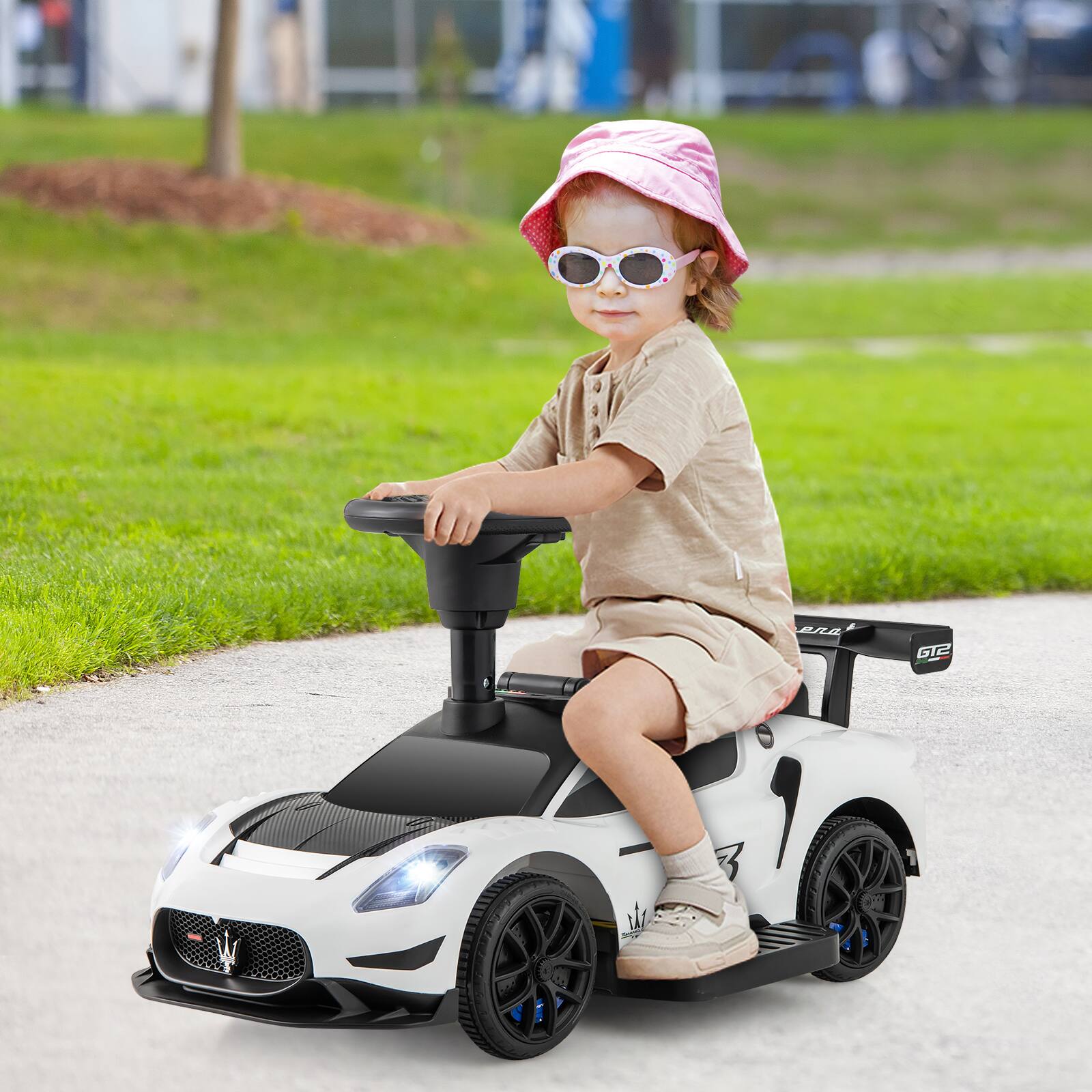 Alt View 3. Gymax - Gymax Electric Kids Ride on Push Car Maserati Licensed Foot to Floor Push Car w/Horn White - White.
