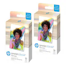 For / Pour Sprocket Select, Sprocket Plus
hp sprocket Photo 2.3 x 3.4" paper
Works exclusively with Sprocket Select, seulement Sprocket Plus
50 SHEETS FEUILLES
2.3 x 3.4"
