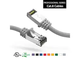 Nippon Labs - 60CAT8-0.5-26GY Cat8 0.5ft Slim Gray Cable | 40G, 2GHz, S/FTP Shielded Patch Cord