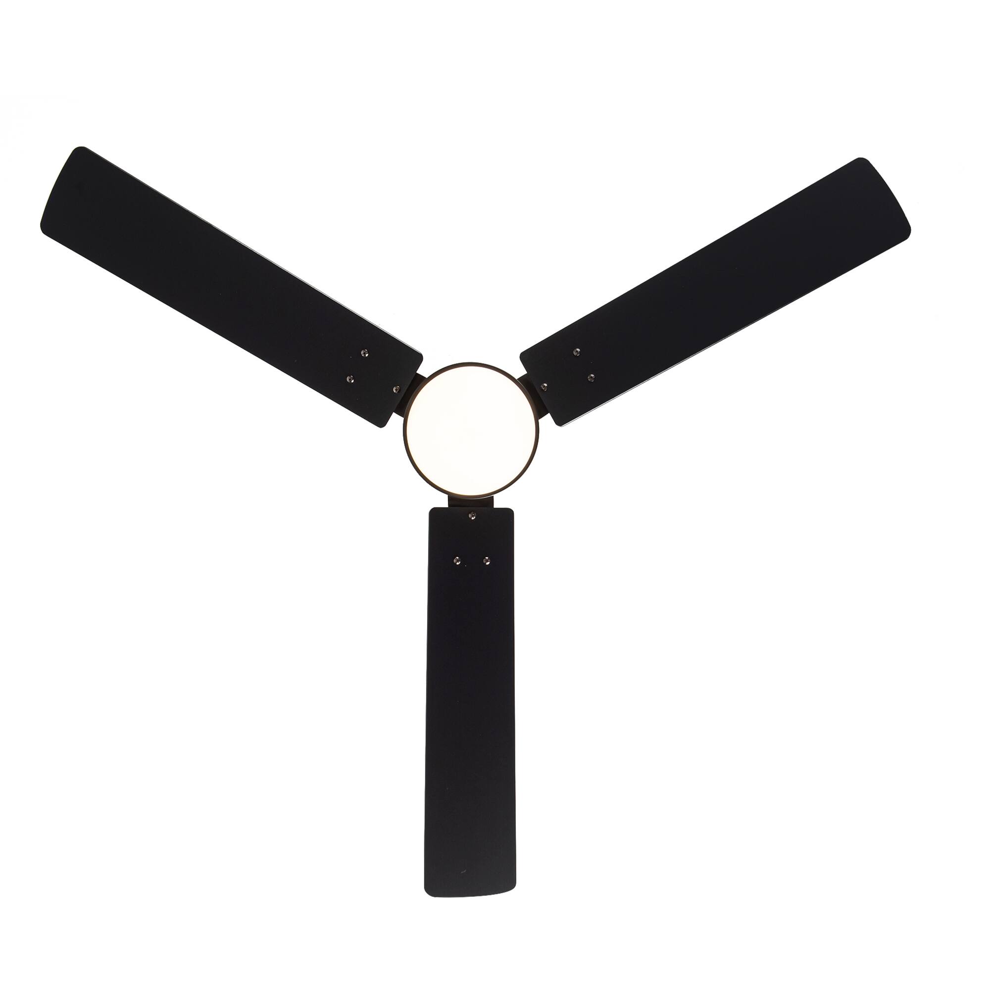 Alt View 10. Breezary - 48-Inch Indoor Ceiling Fan with 3 Plywood Blades, DC Motor, 6-Speed Remote, 5'' Downrod,  Light/No Light, 1 or 2-Pack - Black (With Light).