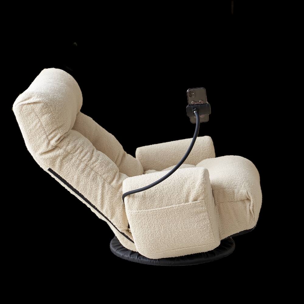 Alt View 2. Loheer - Loheer Adjustable Lounge Chair 360 Degree Rotatable Lazy Sofa Chair with Phone Holder for Living Room Gaming White - White.