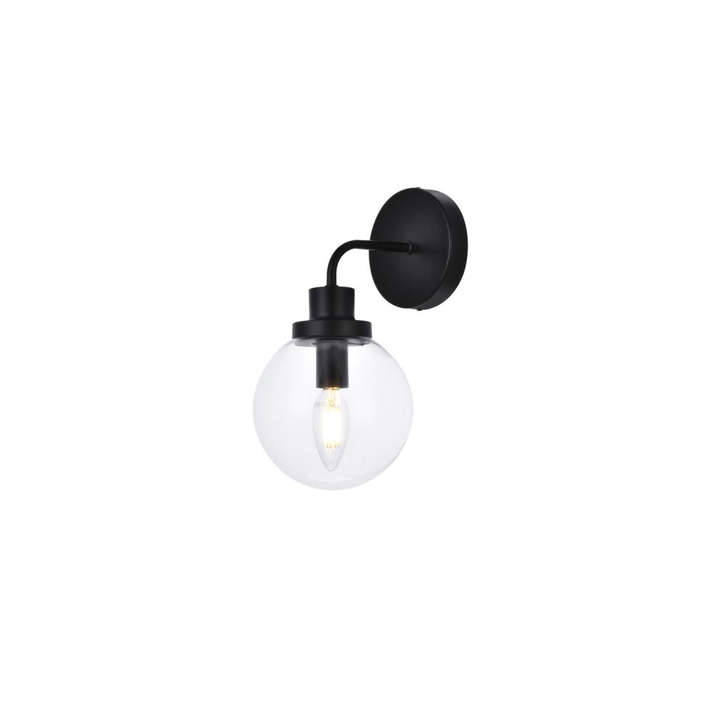 Alt View 2. Living District - Hanson 1 light bath sconce in black with clear shade - Black And Clear Shade.
