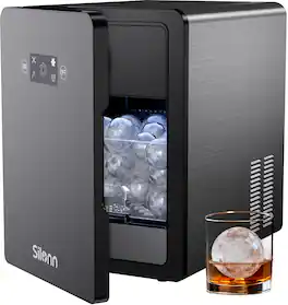 Silonn - Countertop Sphere Ice Maker Produces 4, 2″ Spheres in 35Mins, 144 pcs/Day, Ideal for Whisky or Straight Cocktail Drinks - Black