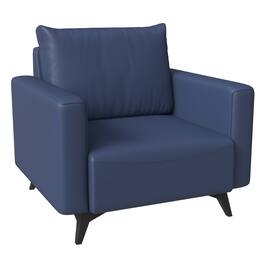LeisureMod - Inno Modern Leather Accent Chair, Solid Wood Frame Armchair - Scratch Resistant - Dark Blue