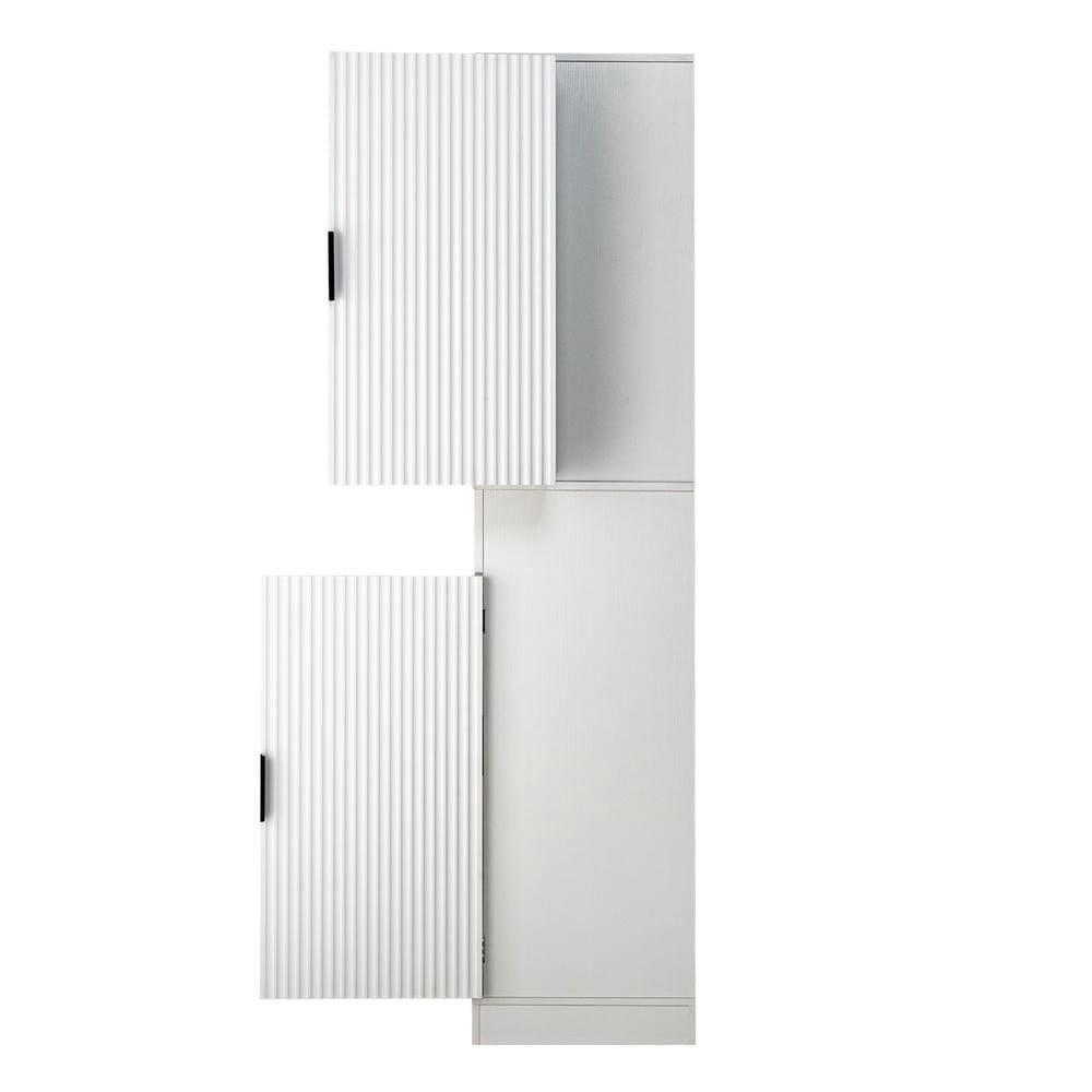 Alt View 6. Kadyn - 72" Fluted Storage Cabinet with Keyboard Drawers for Office Use - White - White.