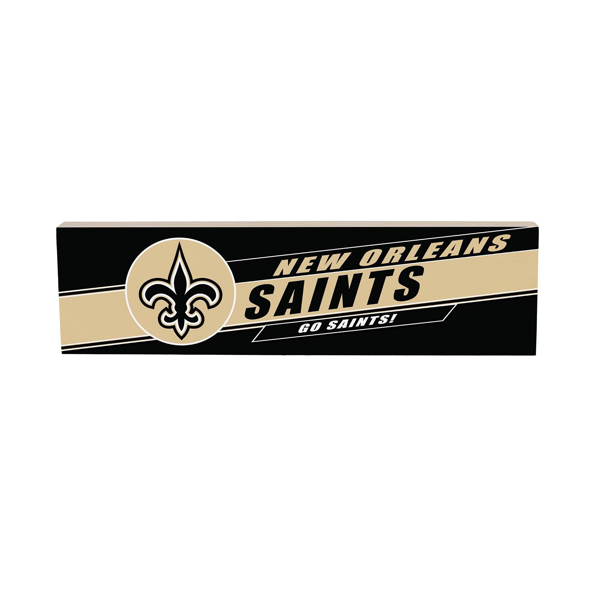 New Orleans Saints 5" x 18" Shadow Logo Wood Mantle Sign