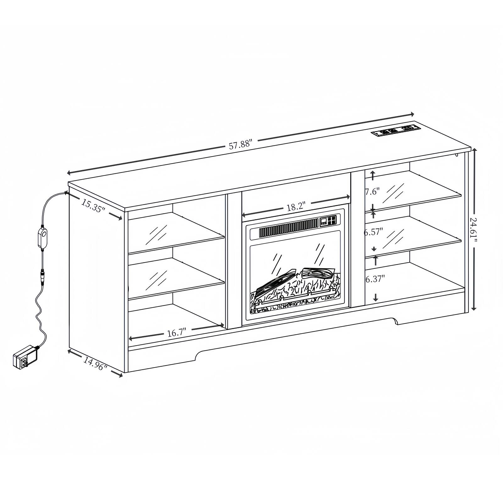 57.88"  
15.35"  
18.2"  
7.6"  
6.57"  
24.61"  
6.37"  
16.7"  
14.96"