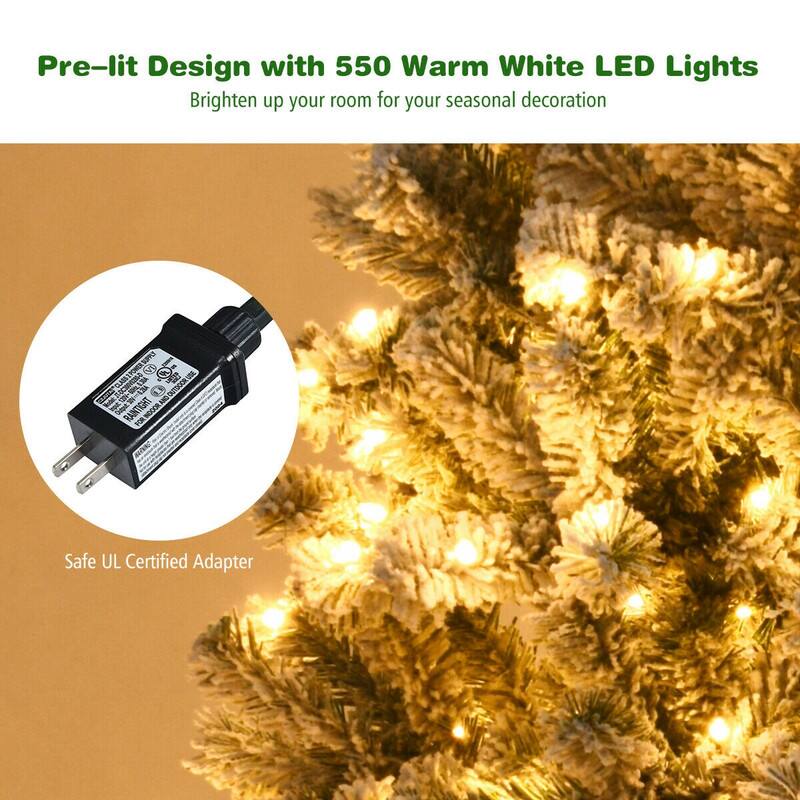 Pre-lit Design with 550 Warm White LED Lights  
Brighten up your room for your seasonal decoration  

JTOCHAND NISTER RAINTIGHT  
Safe UL Certified Adapter