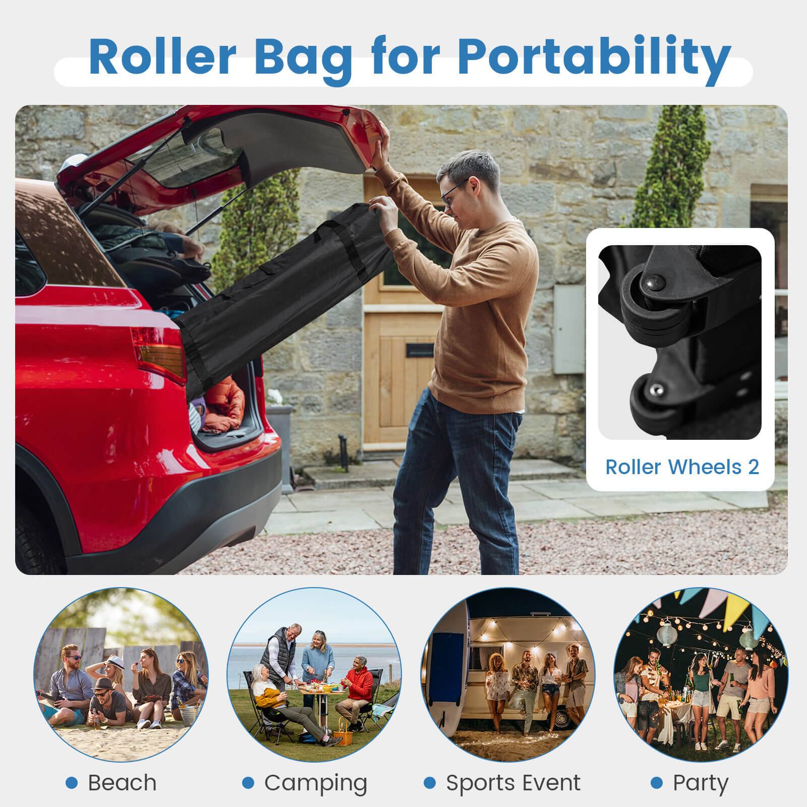 Roller Bag for Portability

- Roller Wheels 2

- Beach
- Camping
- Sports Event
- Party