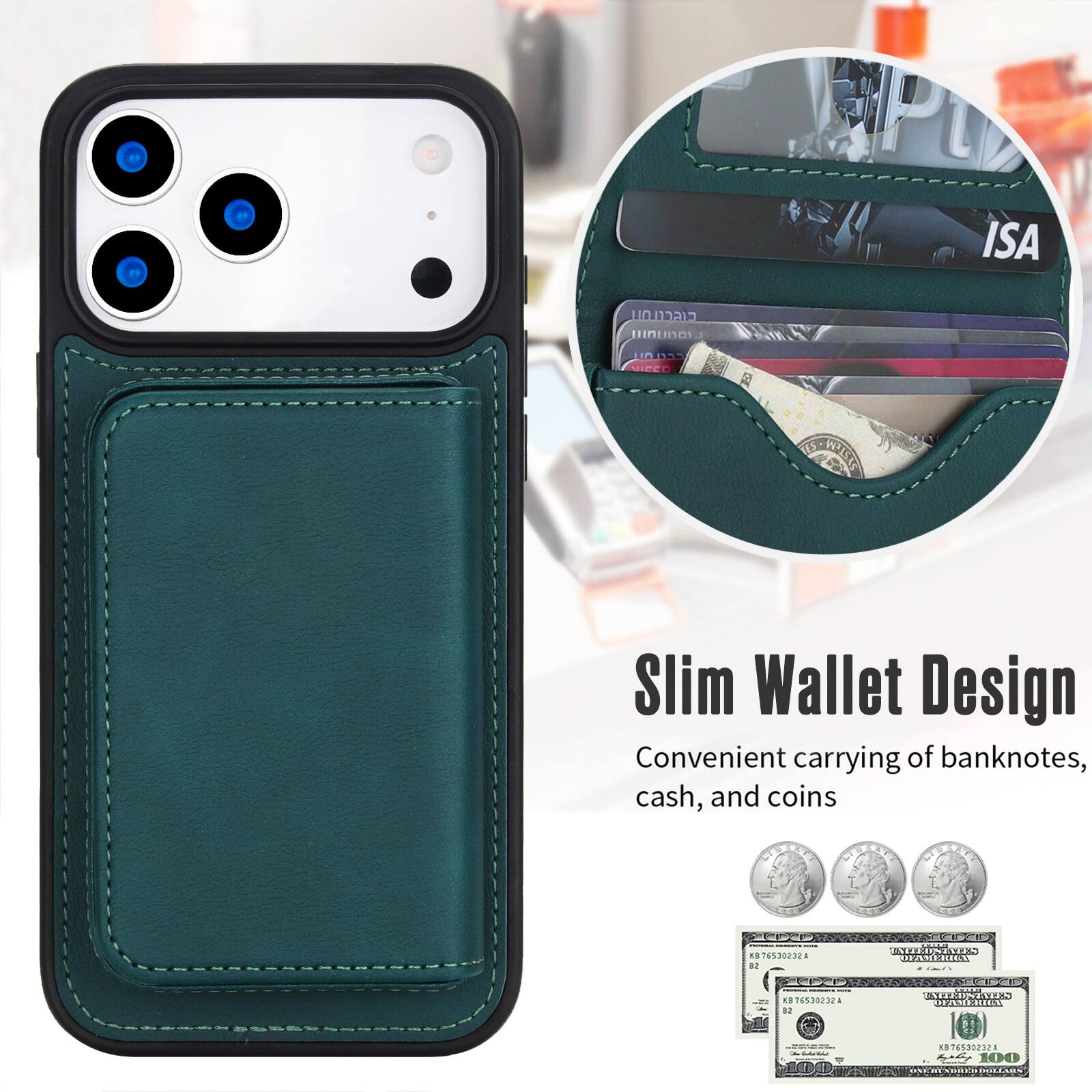 ISA CISCULOU I OR VICE FUCT Slim Wallet Design Convenient carrying of banknotes, cash, and coins ... SCET - 12 ERIN . 16530230 12 S BRANENICT - 1. 8765302321 Li MMD