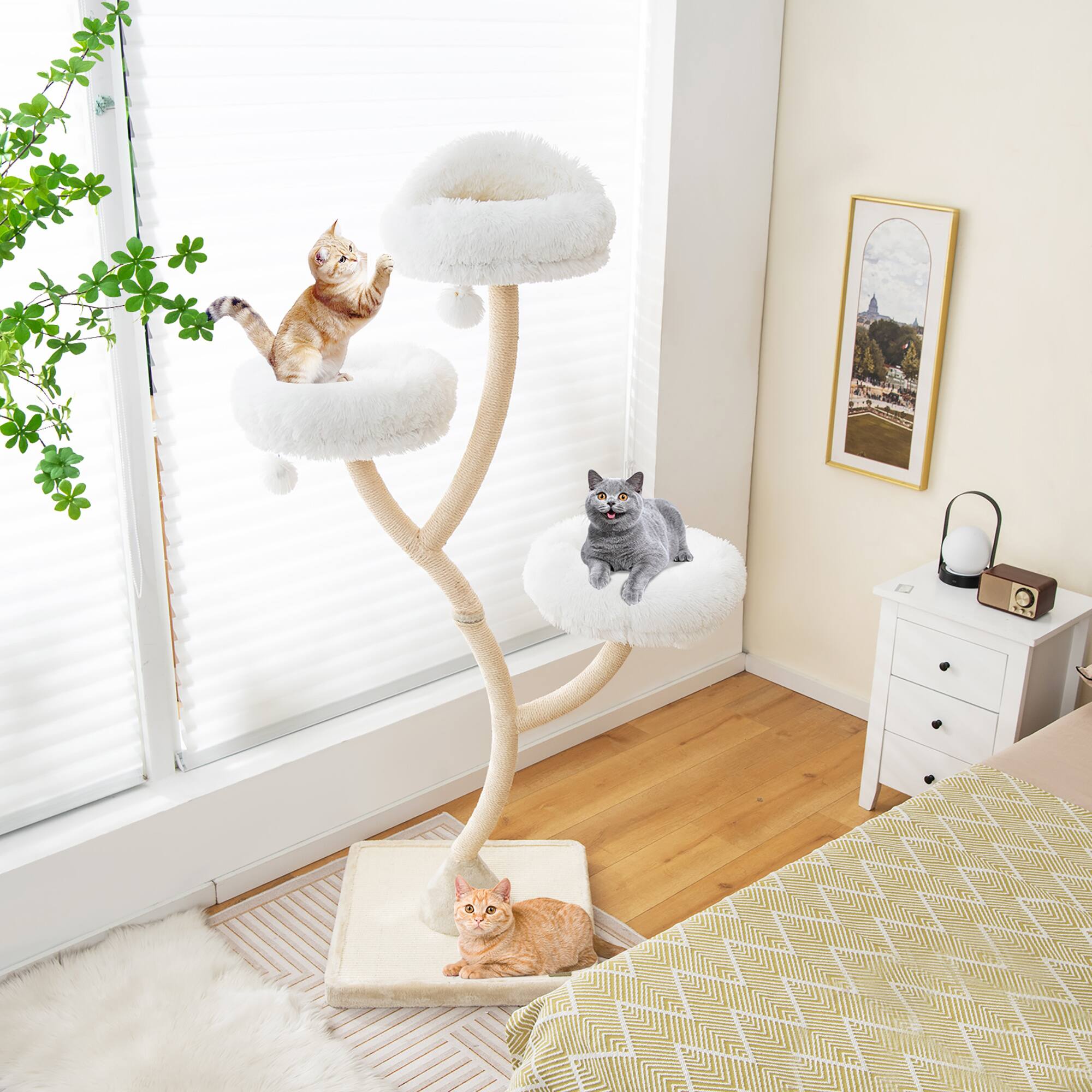 Alt View 1. Gymax - Gymax Cat Tree Tower 70'' Multi-Level Kitten Activity Center w/ 3 Perches & Balls Beige.