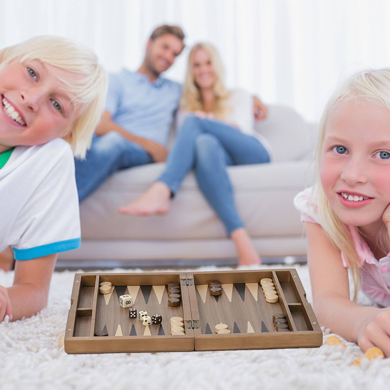 Alt View 3. GSE Games & Sports Expert - Premium Magnetic Wooden Folding Inlay Backgammon Board Game Set (Double Stripe-11").