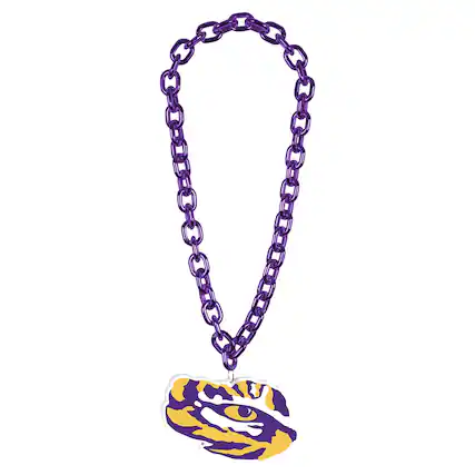 Front. WinCraft - LSU Tigers Big Chain Logo Necklace - Multicolor.