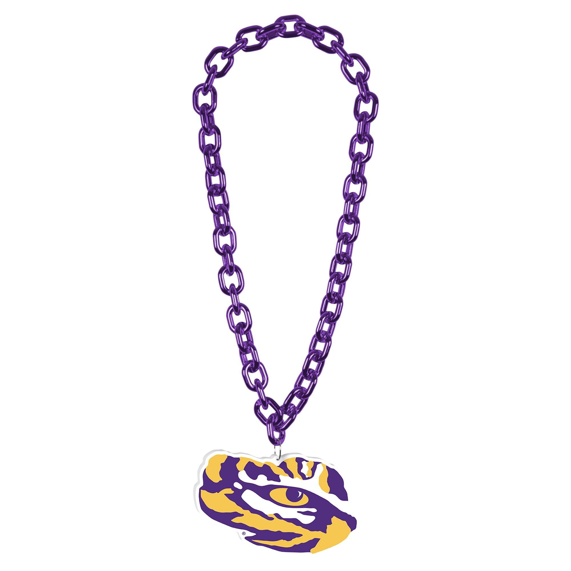 Front. WinCraft - LSU Tigers Big Chain Logo Necklace - Multicolor.