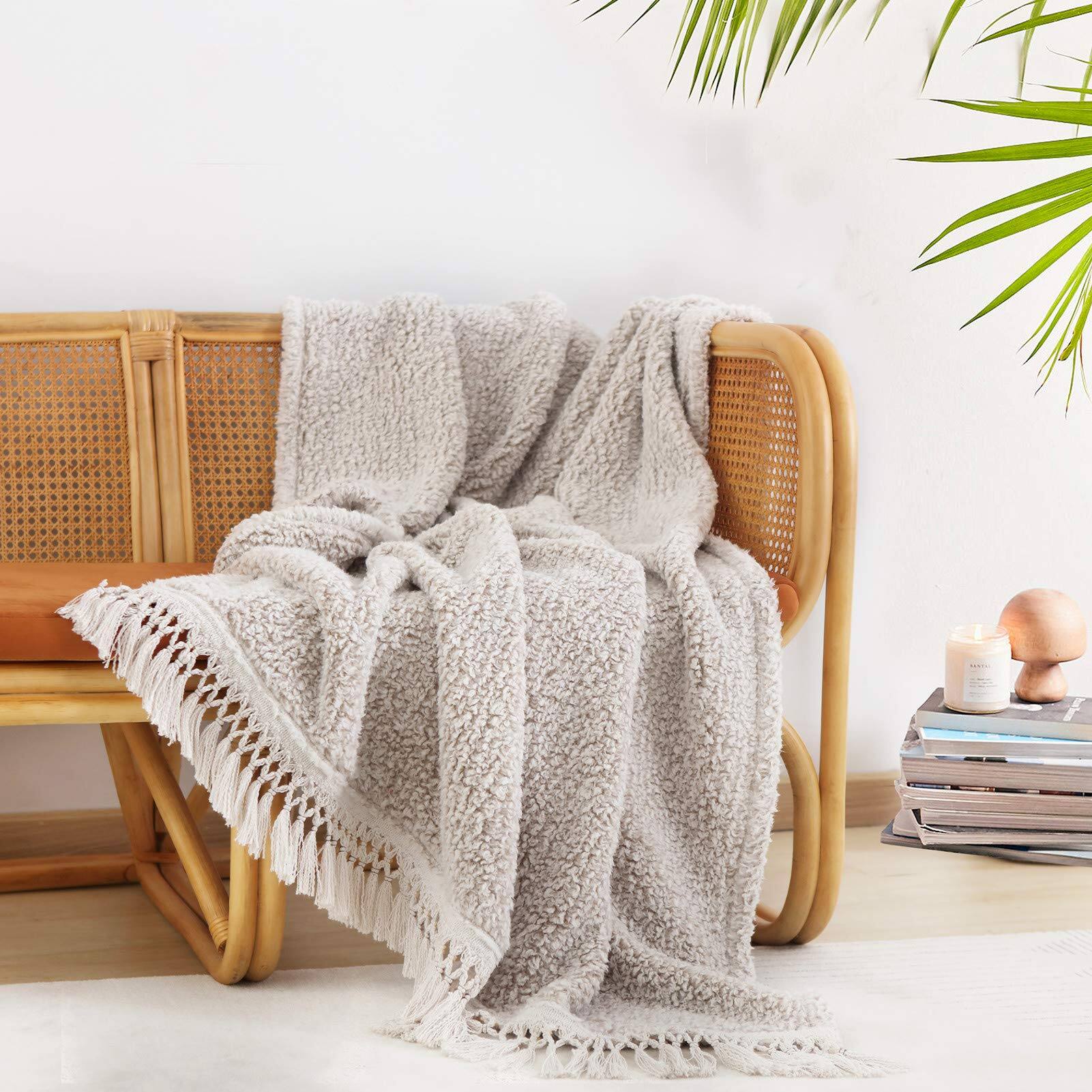 Light Brown With Tassel Throw-50'' x 60''