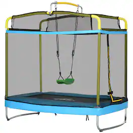 Qaba - Trampoline for Kids, 6.9' Kids Trampoline with Net - Light Blue