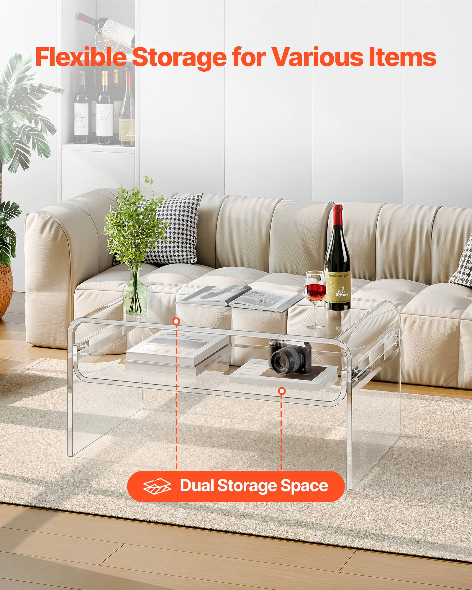 Flexible Storage for Various Items  
Dual Storage Space