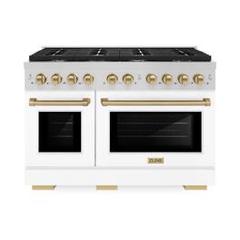 ZLINE - Autograph 48" Paramount Double Oven Dual Fuel Range with White and Bronze Accents (SDRZ-WM-48-CB) - White