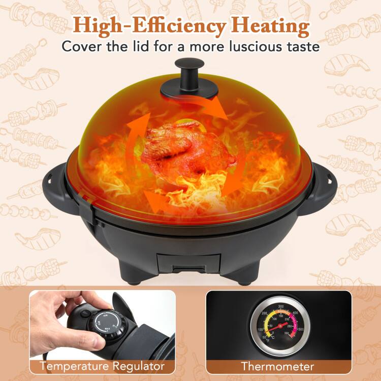 High-Efficiency Heating, Cover the lid for a more luscious taste, Temperature Regulator, Thermometer
