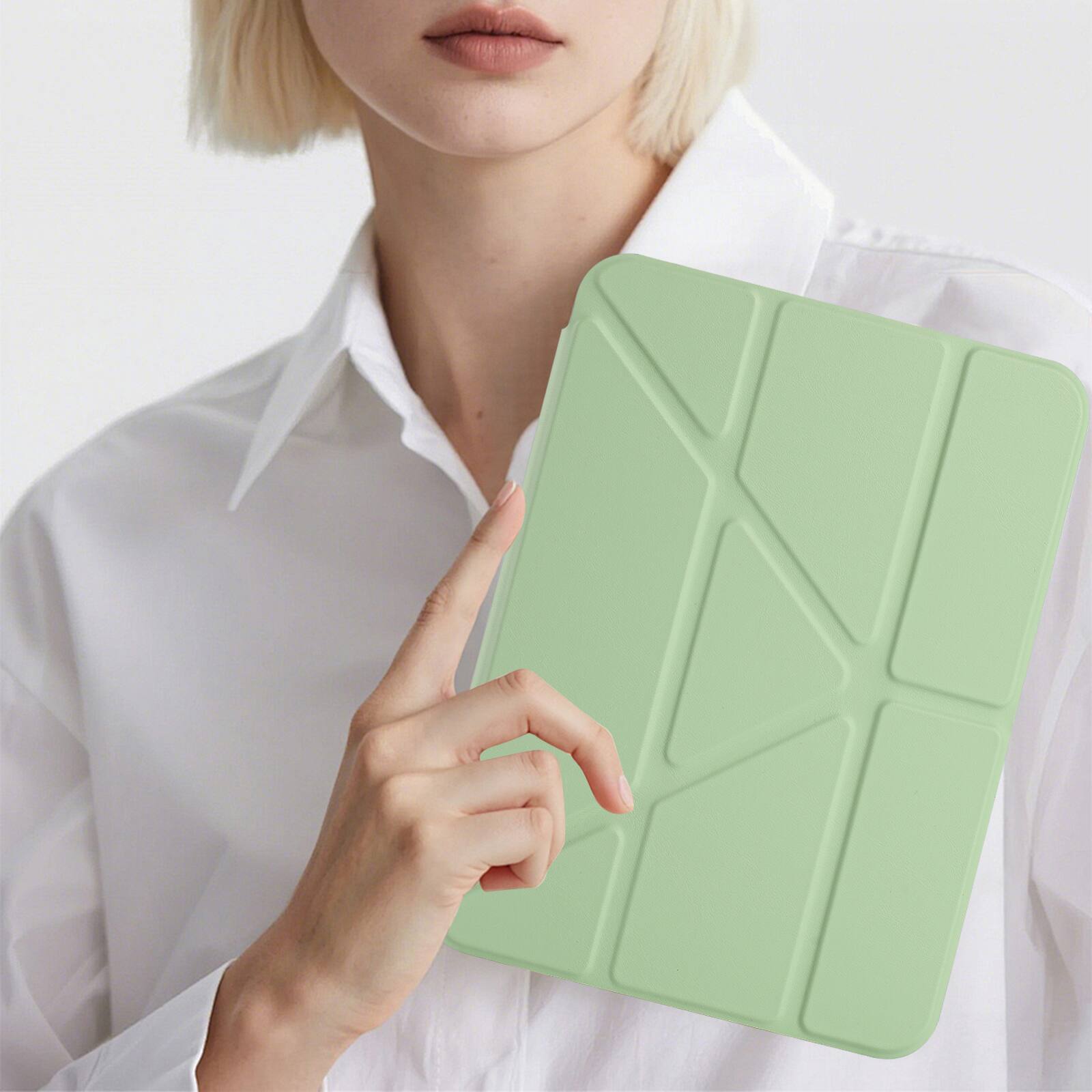 Alt View 4. Dteck - for Apple iPad mini (A17 Pro) 2024 & iPad mini 6th Gen 2021 Y-Fold Tablet Case,Shockproof Wallet Cover with Pen Holder - Green.