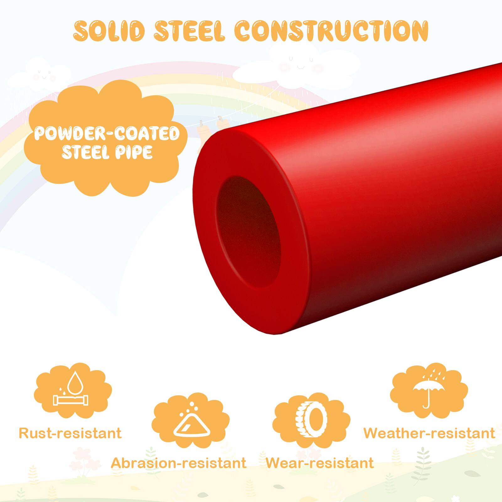 SOLID STEEL CONSTRUCTION

POWDER-COATED STEEL PIPE

- Rust-resistant
- Abrasion-resistant
- Wear-resistant
- Weather-resistant