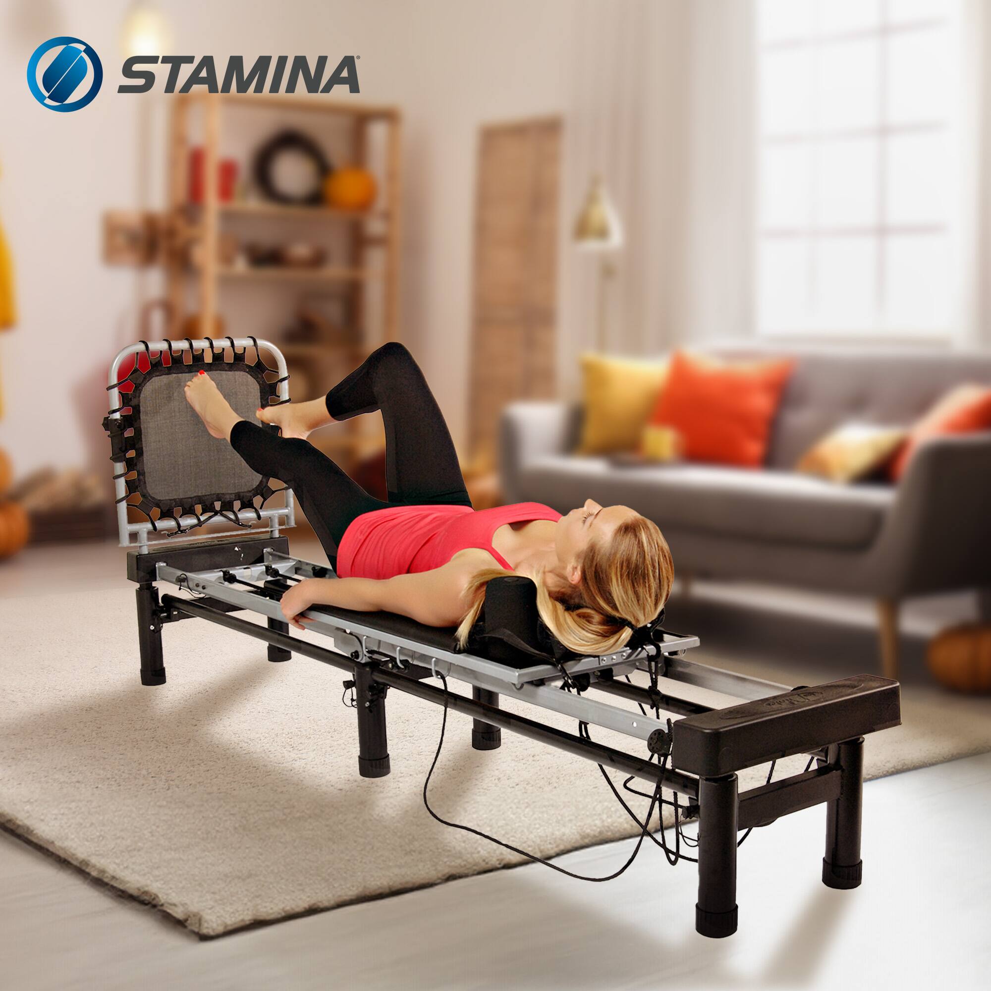 Alt View 2. Stamina Products - Stamina AeroPilates Reformer Board Whole Body Resistance Workout System, Black - Black.